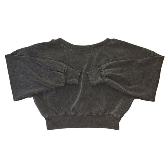 NWT Free People Take Me Back Cropped Open Back Black Pullover Sweatshirt Small - Picture 1 of 6